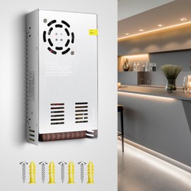 Switching Power Supply 12V 360W, BRIMETI LED Driver Transformer AC 120V to 12V DC 30A Low Voltage Converter Constant Voltage Adapter for Indoor LED Strip Light Cabinet Lights