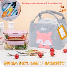 shallyong Lunchtasche Kinder, Kühltasche Klein, Lunchbox Tasche, Lunch Bag, Thermotasche, Isolierte Thermische, Einfaches Design, für Schule, Arbeit, Picknick (Fuchs)