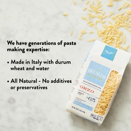 DeLallo Orzo Pasta, 1 Pound Bag, (7 Pack), Pastina Made in Italy, Rice-Shaped Pasta, Bronze Cut, Made with Only 100% Durum Wheat Semolina Flour, Non-GMO, Kosher, Vegan