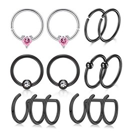 VF VFUN 16G Cartilage Earrings Hoop Stainless Steel Nose Lip Rings Ear Cuff Piercing Septum Helix Tragus Rook Earring