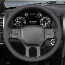 MEWANT Steering Wheel Cover for Dodge RAM 1500/1500 Classic / 2500/3500 / 5500 Hand-Stitched Leather Car Steering Wrap Accessories