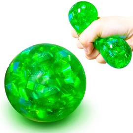 Green Squishy Glitter Stress Balls for Boys, Girls and Adults - Stretch Stress Dough Ball, Squishy Stress Ball Squeeze Fidget Toys, Squeeze Ball for Party Favors, Classroom Prizes