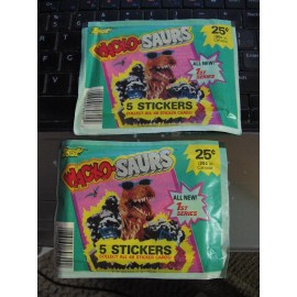 1987 Zoot Wacko-Saurs dinosaur stickers 1st series 2 unopened packs 5 stickers e