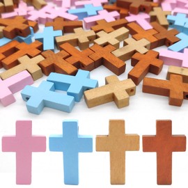 Hayaww 120 Pcs Holz Kreuz AnhäNger,AnhäNger Aus Holz Kreuz Holzkreuz AnhäNger Kleine Holzkruzifix Holzkreuz Handwerk Diy Mini Holz Kreuze AnhäNger FüR Party GefäLligkeiten,Sonntagsschule Diy Handwerk