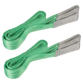 2 Pack 2M Heavy Duty Lifting Sling Strap Strop Polyester Webbing Sling 4409lbs Lifting Strap Max Breaking Strength 8818lbs Working Charge 3527lbs Green