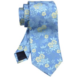 Rosiika - Corbatas florales para hombre, estilo jacquard, de lujo, formales de boda, para padrinos de boda, Azul cielo, amarillo, Talla única