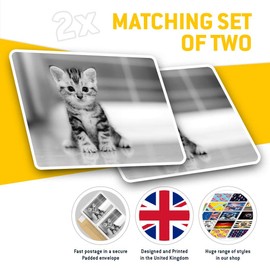 Rectangle Stickers(Set of 2) 7.5cm BW - Grey Tabby Bengal Pet Kitten Animals Fun Decals for Laptops,Tablets,Luggage,Scrap Booking,Fridges, 41115