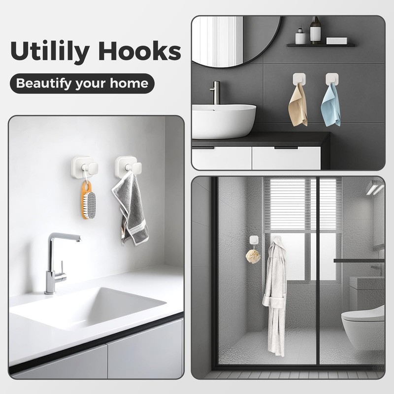 WingWider Shower Hooks for Inside Shower,Reusable Suction Cup Hooks for