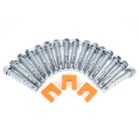 Atesilor 52 Pcs Car Lift Install Kit with 36 Pcs 3/64" Orange Leveling Shims and 16 Pcs M20 x 5-1/2" Wedge Anchor Bolts, For 2 Post 4 Post Car Lift Truck Jib Crane Precise Leveling Installation