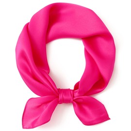 STARWHISPER 100% Real Mulberry Silk Scarf -21''x 21''-Lightweight Small Square Neckerchief Hair Scarf for Sleeping (Rose red)