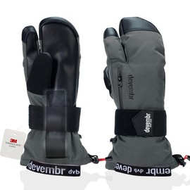 devembr 3 Finger Ski Gloves with Wrist Protection, Warm Snowboard Gloves for Men and Women, Grey, M