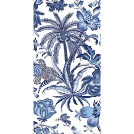 RoomMates Waverly RMK11881RL Exotic Curiosity Peel and Stick Wallpaper (18 in x 18.86 ft) – Easy Application, No Sticky Residue – Blue and White, Sample