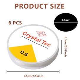Aphrordity 6 Rolls Elastic Bead Thread, 0.6mm Stretchy Bracelet String, Nylon String for Bracelets for Bracelet Making, Clear String for DIY Bead Jewellery Necklace Bracelet