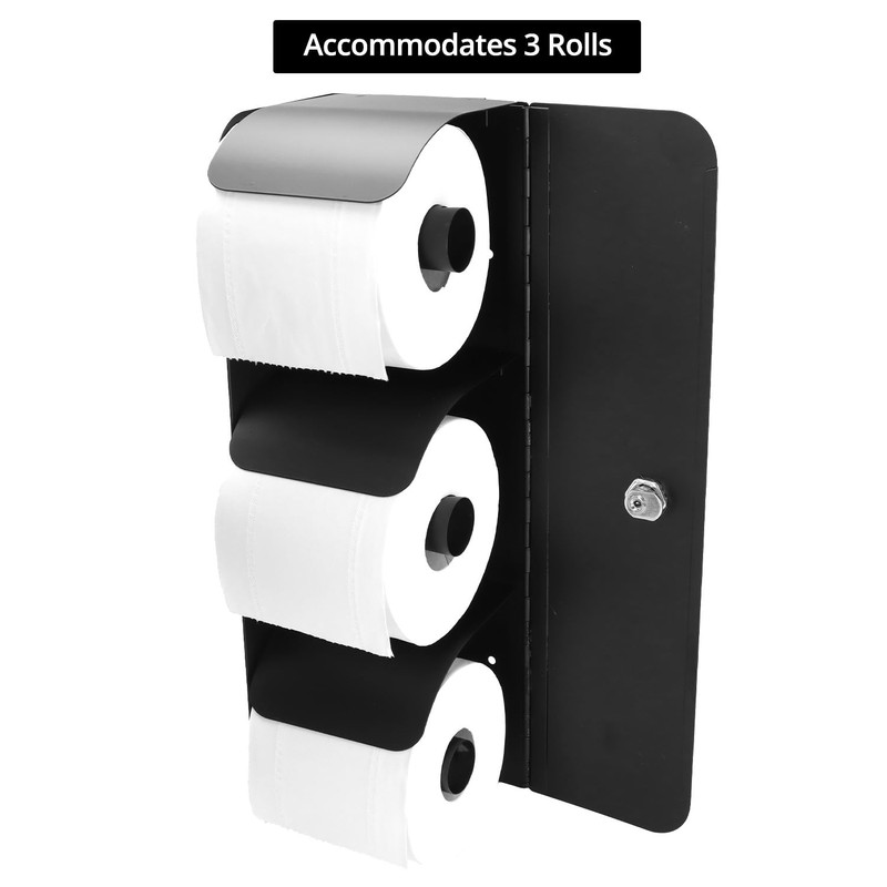 QWORK 3-Roll Stainless Steel Toilet Paper Dispenser with Lock, Wall