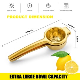 SHIKORI Lemon Squeezer, Large Heavy Duty Handhelp Juicer for Lemon, Stainless Steel Hand Press Citrus Juicer, Lime Squeezer Bar Tool, Manual Citrus Press-Grey