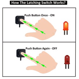 12V 24V Latching Switch, Mini Latching Push Button Switch, On Off Push Button Switch with 11.5’’ Pre-Wired, Surface Mount Easy Installation