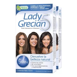Lady Grecian Tinte Colorante Lady Grecian 5, Cabello Maltratado 2-pack