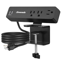 DEWENWILS Desk Clamp Power Strip, Desktop Power Station with 3 AC Outlets(15A/1800W), 2 USB Ports, Desk Mount Power Outlet for Home, Office, 6Ft 14/3C SJT Extension Cord