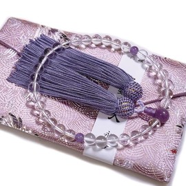 Eizen Nenjuya Women's Crystal Fujiun Stone Nishijin Weave Gold Brocade Rosary Bag Prayer Beads for Funerals, Funerals, Going to the Grave, Obon Memorial Service, Recitation, Farewell Ceremony, Prayer Beads, Prayer Beads, For Women