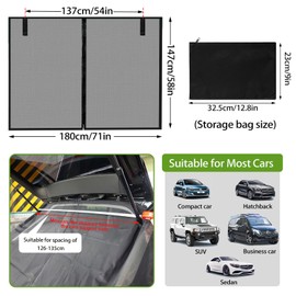 ZOSONET Car Boot Cover, Sun Protection, 180 x 150 cm, Tailgate, Wing Door, Car Boot Cover, Mosquito Net, Sun Protection Curtains, for Roof, Caravan, Camper, Van, Camping