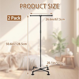 2 Pack Heavy Duty Shopping Bag Rack, Metal Display Stand for Retail Store Handbag Rack, Large Standing Purse Holder T Shaped Tote Bag Display Stand for Vendors, Boutique (Black, 2Pcs)