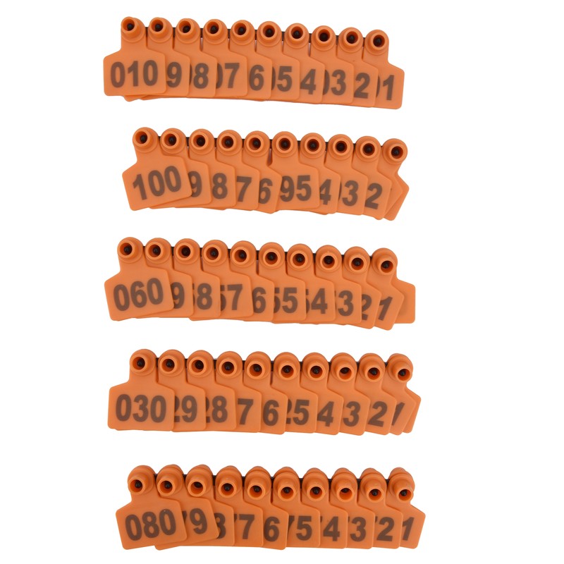 100Pcs TPU Pig Cow Ear Tag with Number 001‑100 Ear