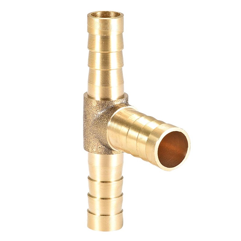 sourcing map Brass Hose Reducer Fitting T 3 Way Barb