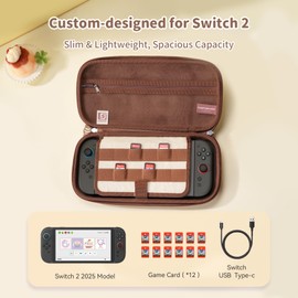 Kuitmor Switchケース Switch2 OLED専用ケース スイッチ収納 ニンテンドースイッチケースJoystick HDMIケーブル イヤホン収納でき 小物入れ 耐衝撃 全面保護防水防汚 (イエロー)