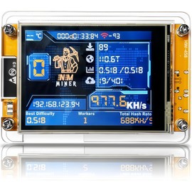 Bitcoins Miner NM V2, 1010 KH/s BTC Solo Miner, One Shot Miner with ESP32 Development Board, 2.8 Inch Smart Display Lottery Miner Crypto Mining Machine for Home with Shell
