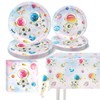 Space Astronaut Party Supply Pack, Pink and Blue, Plates, Tablecloth,