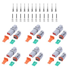 MAEZOE 2 Pin Deutsch DT Connector Kits, 6 Sets 2 Pin Waterproof Connector with Size 16 Solid Contacts, Electrical Wire Connector for Truck, Off-Road Vehicles, Marine, Motorcycle Wiring