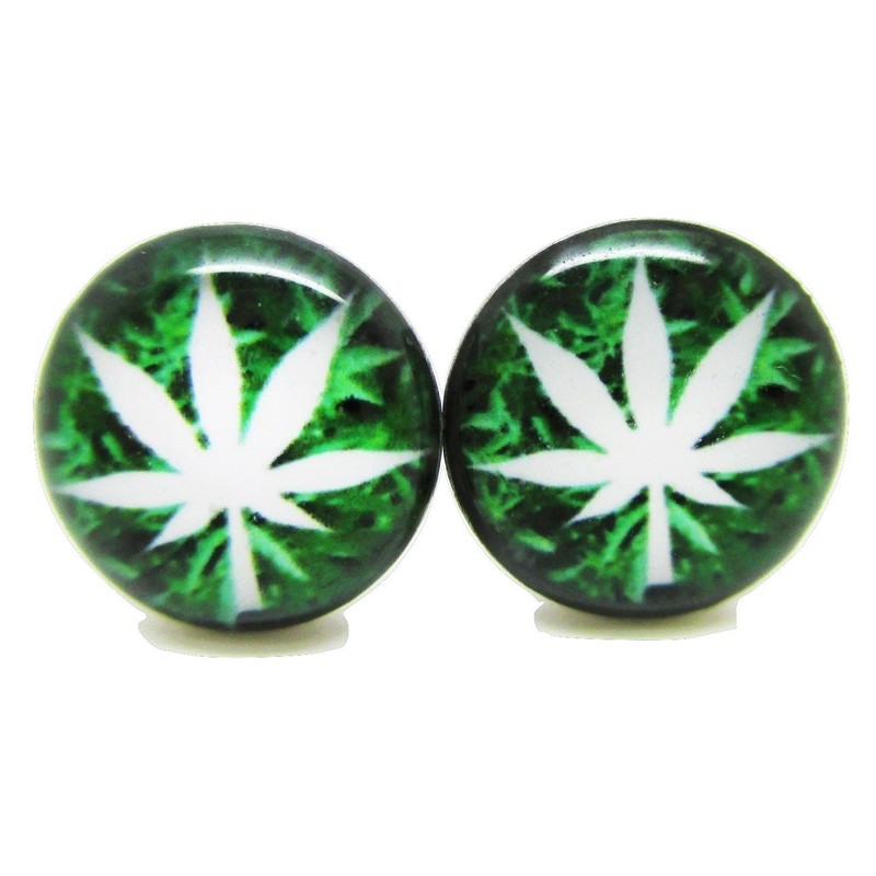 Pot Leaf Stud Post Earrings - New - Pair!