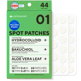 Caraseoul Parches para el Acné – Parches Hidrocoloides para Espinillas e Imperfecciones con Bakuchiol y Aloe Vera, Skincare Coreano, Dermatológicamente Probado, 2 Tamaños (10, 12 mm) [44 Unidades]