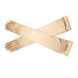 DreamHigh Women's Party Wedding 21" Long Satin Finger Gloves Champagne