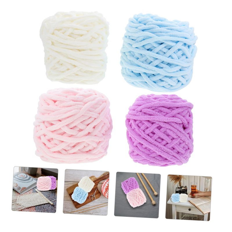 LALAFINA Woolen Scarf Hat Yarn 4 Rolls Cotton Yarn Perfect