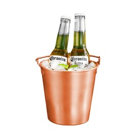 Ice Bucket Melt Double Ice Bucket Stainless Steel Wine Cooler Ice Bucket Tabletop Cold Break Resistant Party Restaurant (1.25L(Rose Gold))