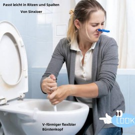 Sinxioer Root Brush Hard Bristle Edge Cleaning Brush, 360 Rotating Scrubbing Brush with Handle, Scrubber with Handle, with Tweezers and Spatula, Hand Brush, for Kitchen and Bathroom (White)