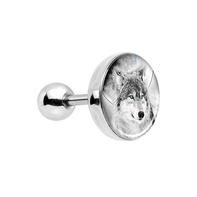 Body Candy Stainless Steel Blue Eyed Night Wolf Tragus Cartilage