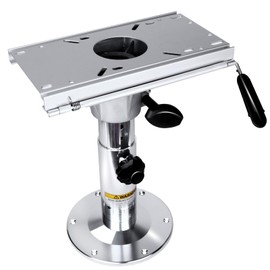 Adjustable Aluminum Boat Seat Pedestal 13-19 Inch Height with Slide Mount, Boat Chair Base with Locking Mechanism, Smooth 360° Rotation, for Fishing Boats and Marine Vessels