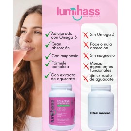 Colágeno Hidrolizado Lumihass Sabor Arándano Y Fresa 1.2 Kg I 48 Porciones I Adicionado Con Omega 3 +Aguacate +Magnesio +Acido Hialurónico + Biotina + Vitamina C I Piel, Cabello, Uñas y Articulaciones