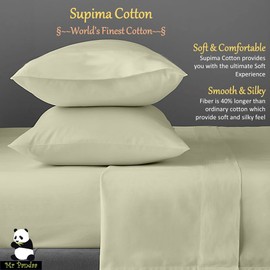 100% American Supima Cotton 1000 Thread Count Sheet Set, Ultra Crisp, Sateen Weave Smooth Finish Plush Hotel Collection, 10" Deep Pocket, Breathable & Fade Resistant-RV Short King-Ivory