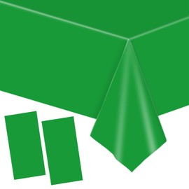 YAAVAAW 137x274cm Green Plastic Table Cloth Table Cover,2pcs Green Party Table Cloths Christmas Tablecover Table Decorations,Green Tablecloth Party for Xmas,Picnic,Dining,Kids Birthday Tablecloths