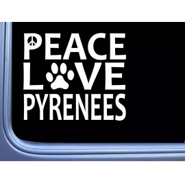 EZSTIK Great Pyrenees Peace Love L633 Dog Sticker 6" decal