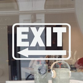 JBY Graphics Exit Sign Vinyl Decal on Door Glass Windows Sticker With Optional Direction Arrow 2 Sizes and 3 Colors