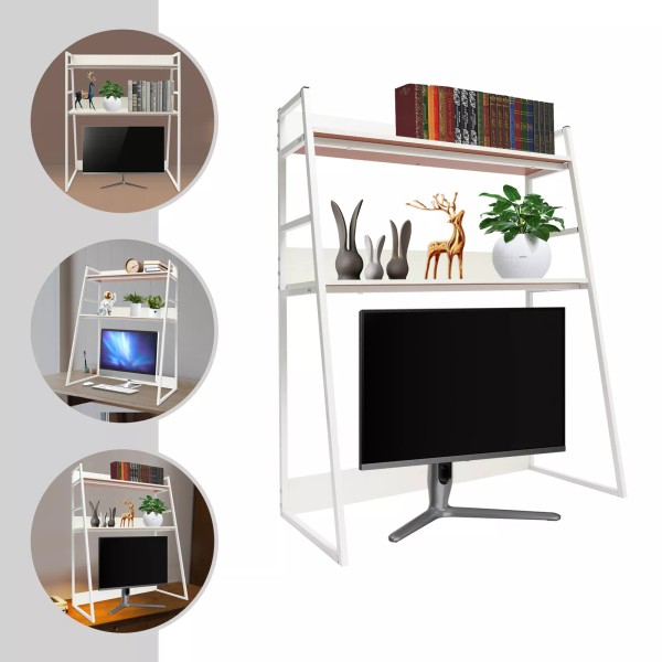 2 Layers Computer Desktop Bookcase Display Shelf Desktop Bookshelf New