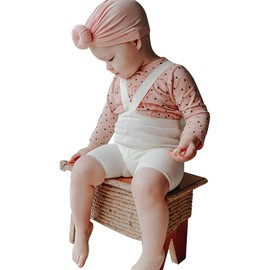 Mubineo Infant Toddler Baby Basic Plain Overall Shorts Leggings Girls Boys Suspender Overalls (Cream White, 3-4 Years)