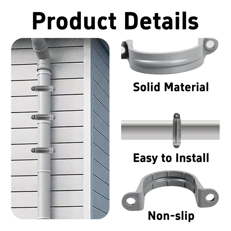 PDETVEO 10PCS 2 Inch PVC Pipe Straps, Plastic Pipe Clamps,