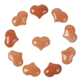Natural Orange Aventurine Gemstone Healing Crystal 1 inch Mini Puffy Heart Pocket Stone Iron Gift Box (Pack of 10)
