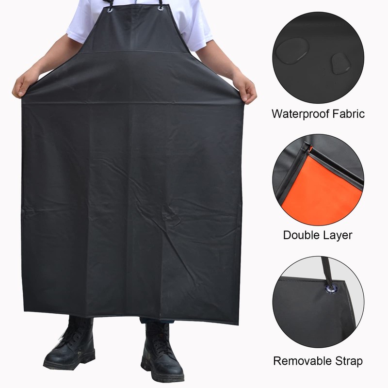 Surblue Waterproof Rubber Vinyl Apron, Anti-Corrosion Rubber 47" Plus Aprons,