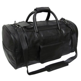 Amerileather Leather Dual-zippered Duffel - Black (#3704-0)